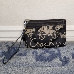 Coach black and white wrist wallet